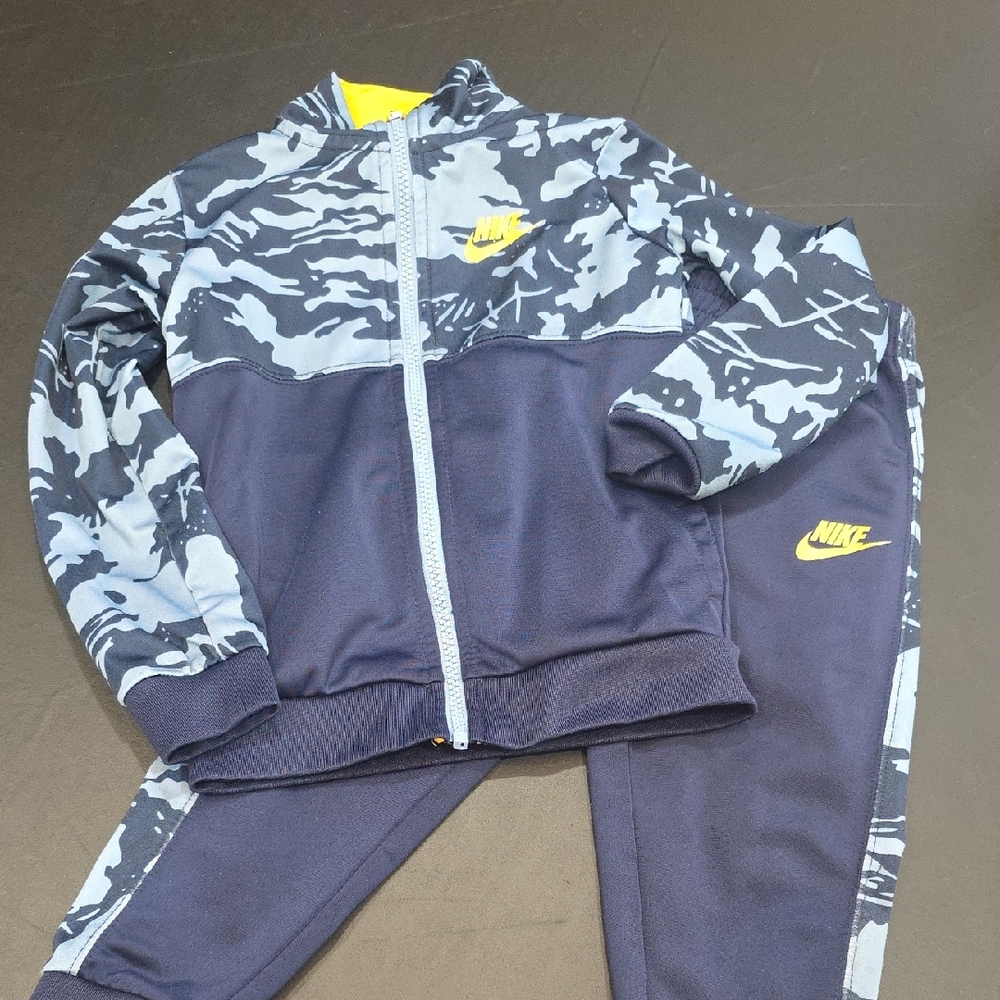 Nike Navy and Yellow Camo Tracksuit